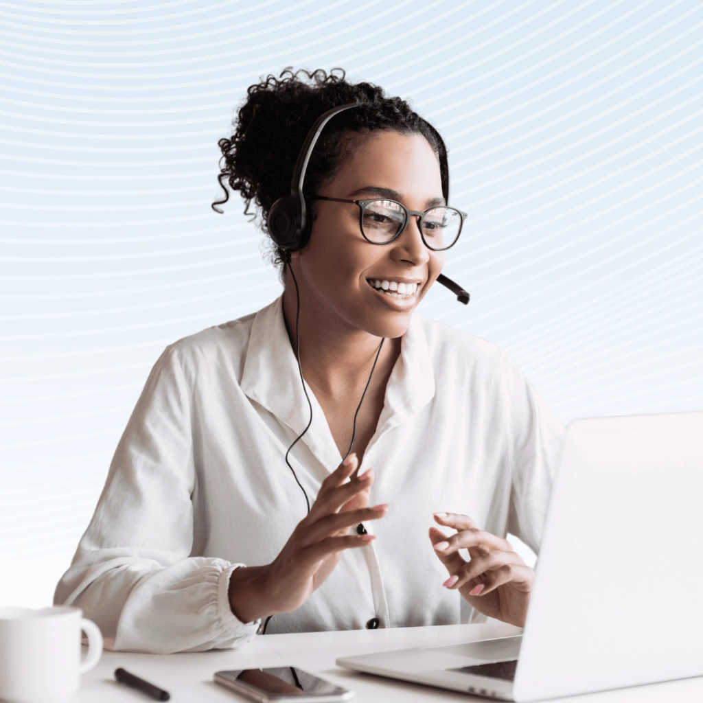 Woman talking on video call