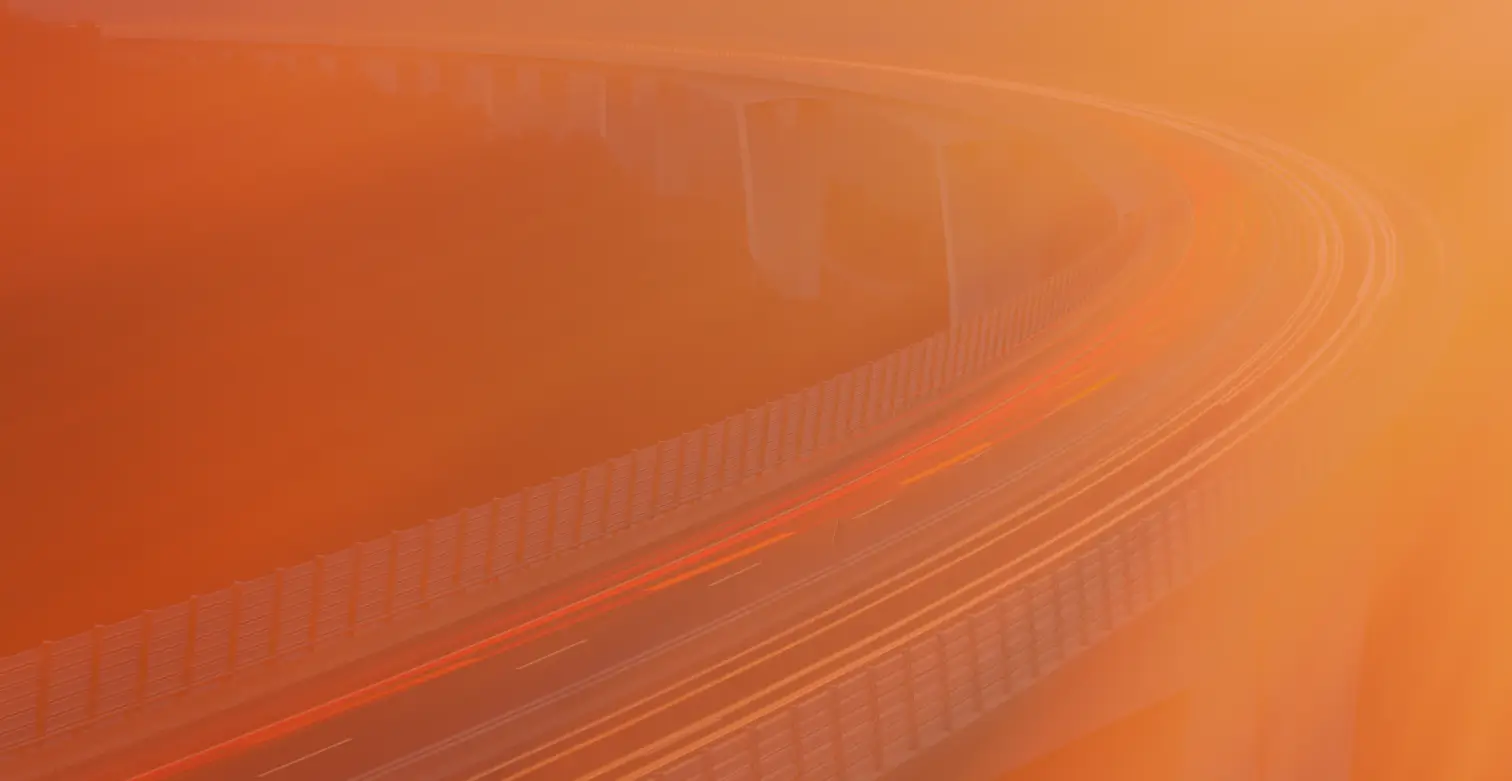 Orange tinted image of highway bridge