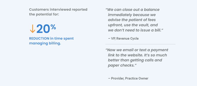 Customers interviewed reported the potential for a 20% reduction in time spent managing billing.
