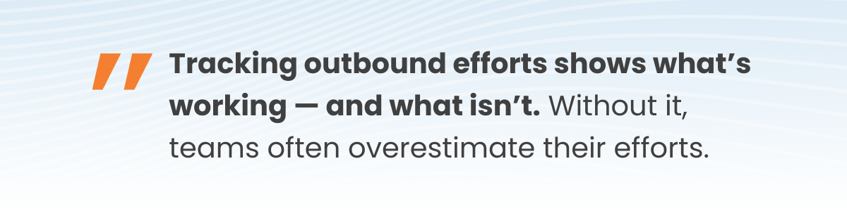 Without tracking, teams often overestimate their efforts. Daily goals for outbound contacts keep everyone accountable and reveal which approaches generate the best returns.