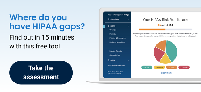 Where do you have HIPAA gaps? A free tool is offered to find out. A monitor shows HIPAA assessment results.