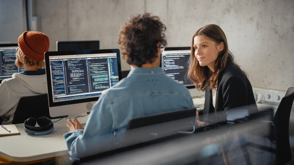 Software developers talking