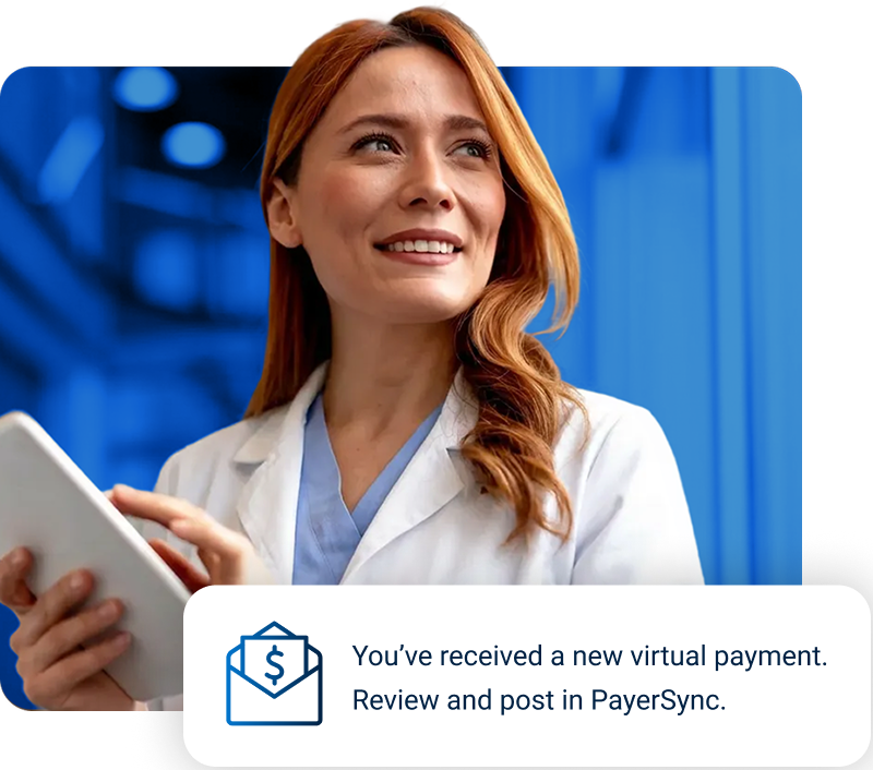 A happy provider receives a insurance reimbursement message